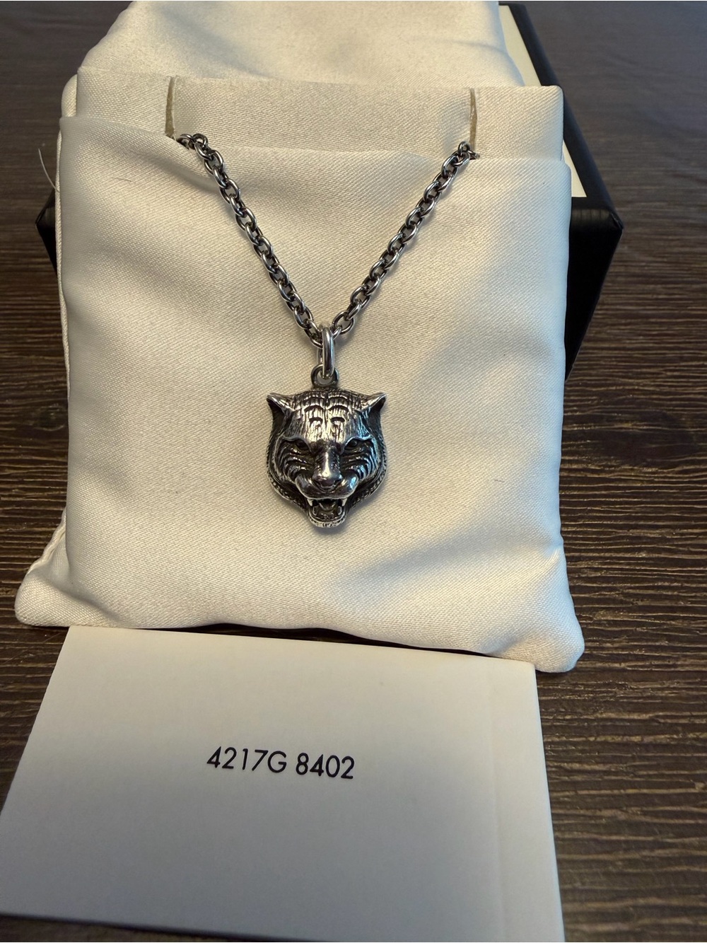Gucci Tiger Head Pendant Necklace Tiger Pendant Necklace in Silver & Black Like